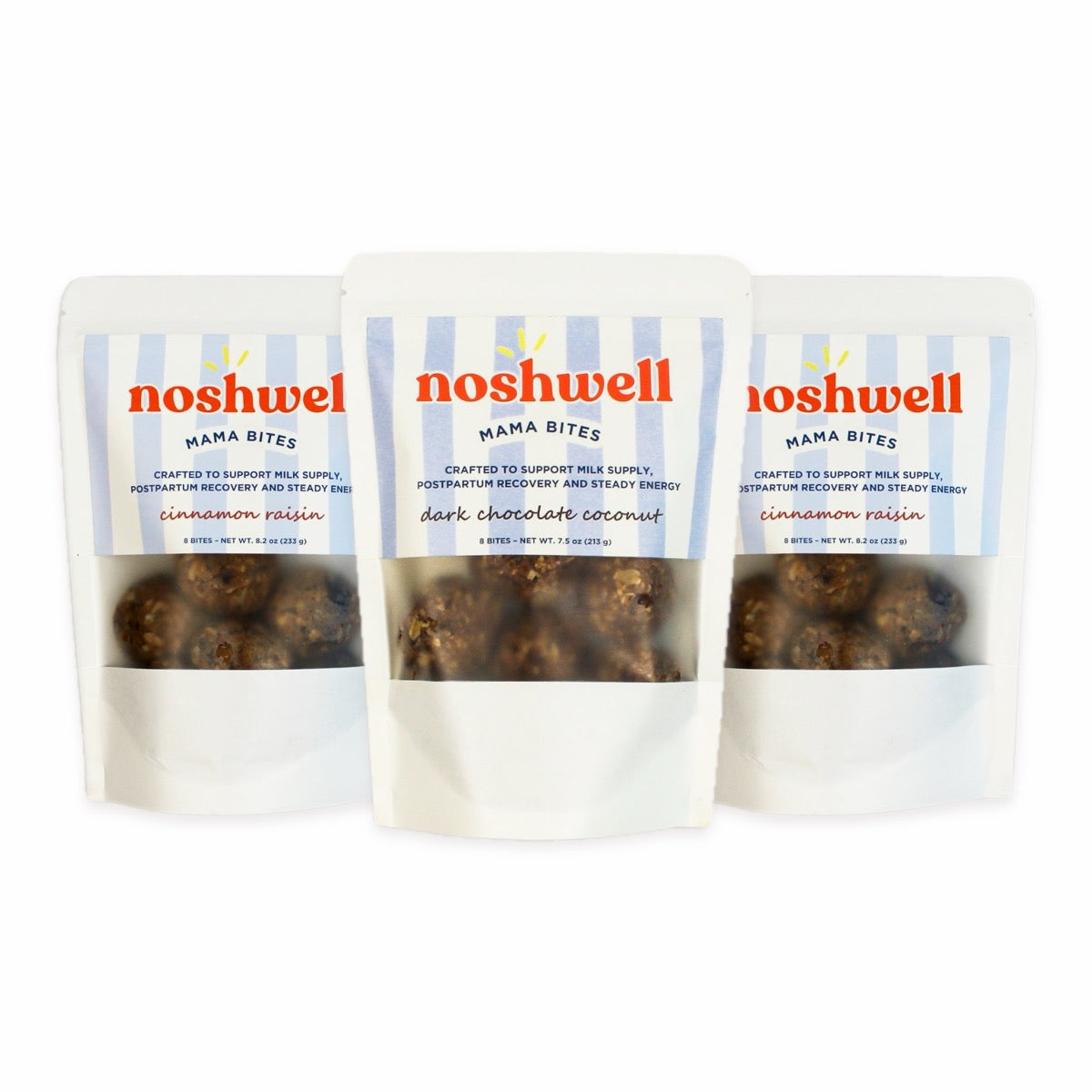 3-Pack Bundle: two Cinnamon Raisin pouches and one Dark Chocolate Coconut
